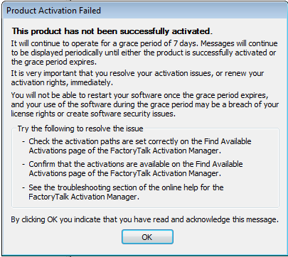Activation failed